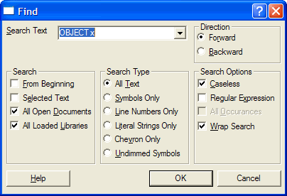 Search dialog box