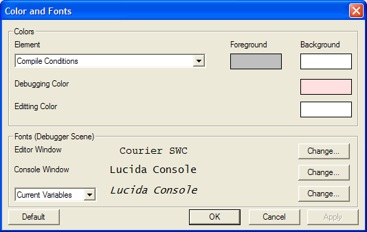 Color options dialog