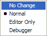 Choose edit/debug scene menu